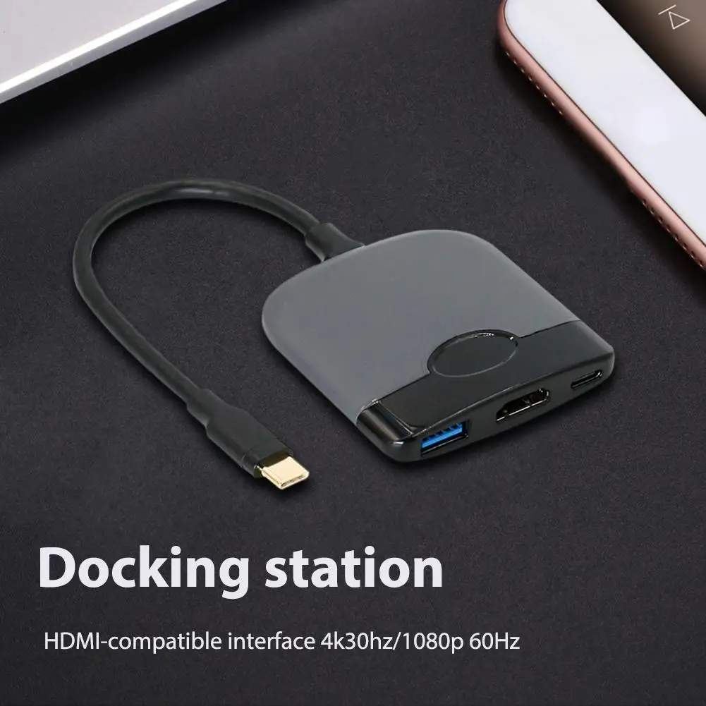 USB-C HDMI 호환 PD USB 3.0 4K 비디오 컨버터, 스위치용 도킹 스테이션