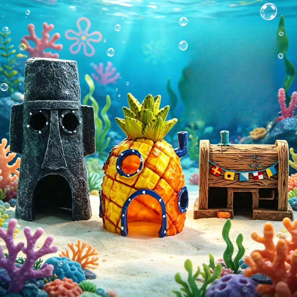 Niedliches Ananas-Haus Aquarium-Dekoration Harz-Fischbecken-Ornament Versteck-Höhle für Betta-Fische
