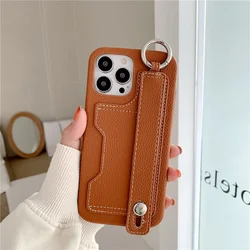 Luxury Leather Wallet Phone Case with Card Holder and Wrist Strap - Premium Protective Cover - iPhone 12 Mini (Brown)