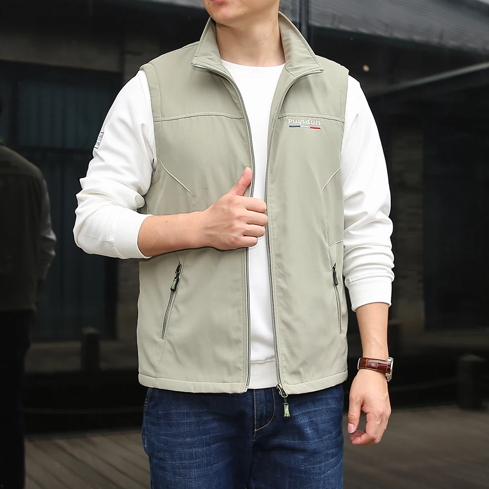 Men's Leather Fishing Vest Windproof Breathable Outdoor