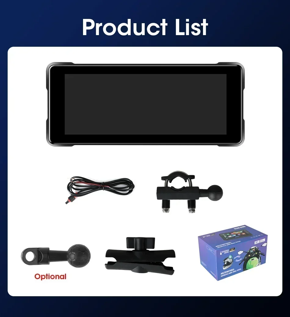 Srnubi 6,86 Zoll tragbare Motorrad-DVR Wireless Carplay Android Auto Mirror Link Display 5.0 BT GPS IP67 wasserdichte Navigation – Detail 25