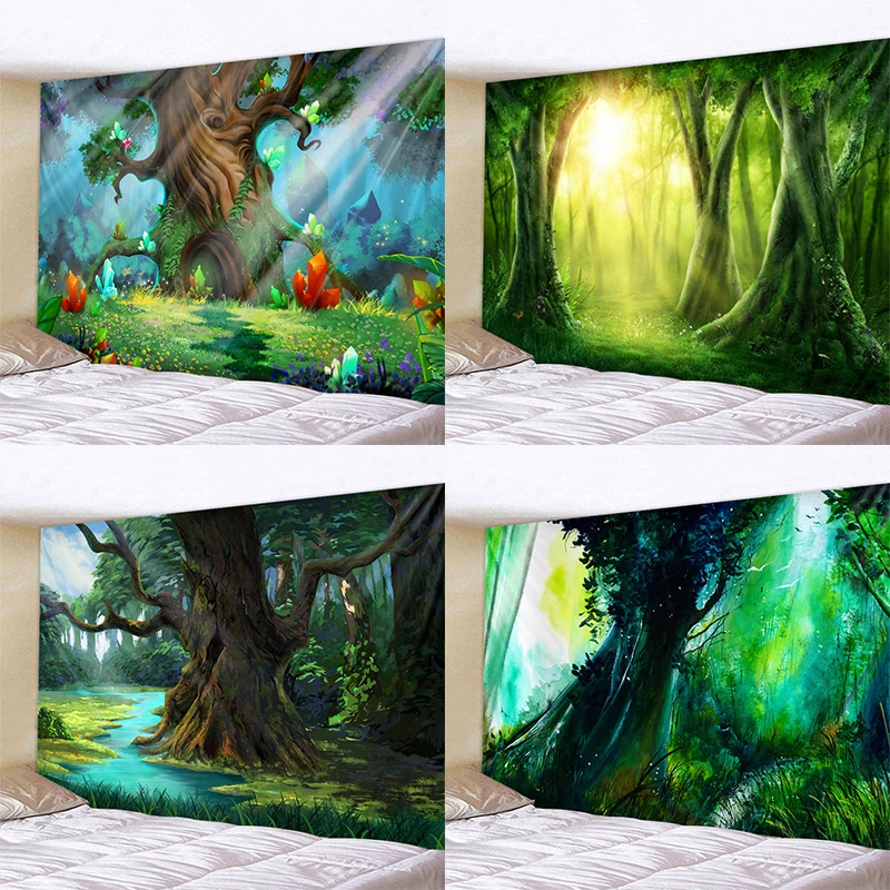 

Forest Creek Tapestry Wall Hanging Beach Blanket Camping Tent Sleeping Pad Sheets Can Be Customized