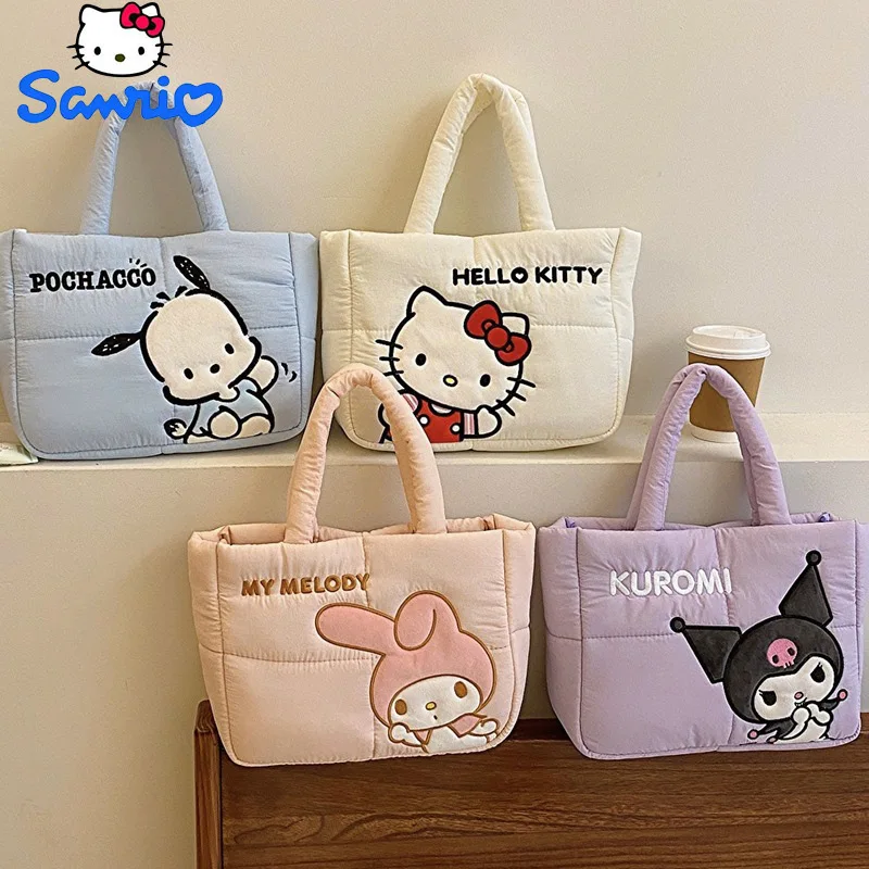 

Kawaii Sanrio, Hello Kitty Kuromi My Melody плюшевые сумки тканевая портативная косметичка плотная коробка для ланча Сумка-тоут для женщин и девушек