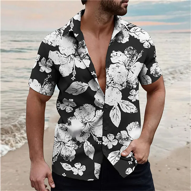 Tシャツ・カットソー Men Oversize Fit Summer Hawaiian Shirt HM1425 S667fa46b06cd441ea18cb5bdcdba8