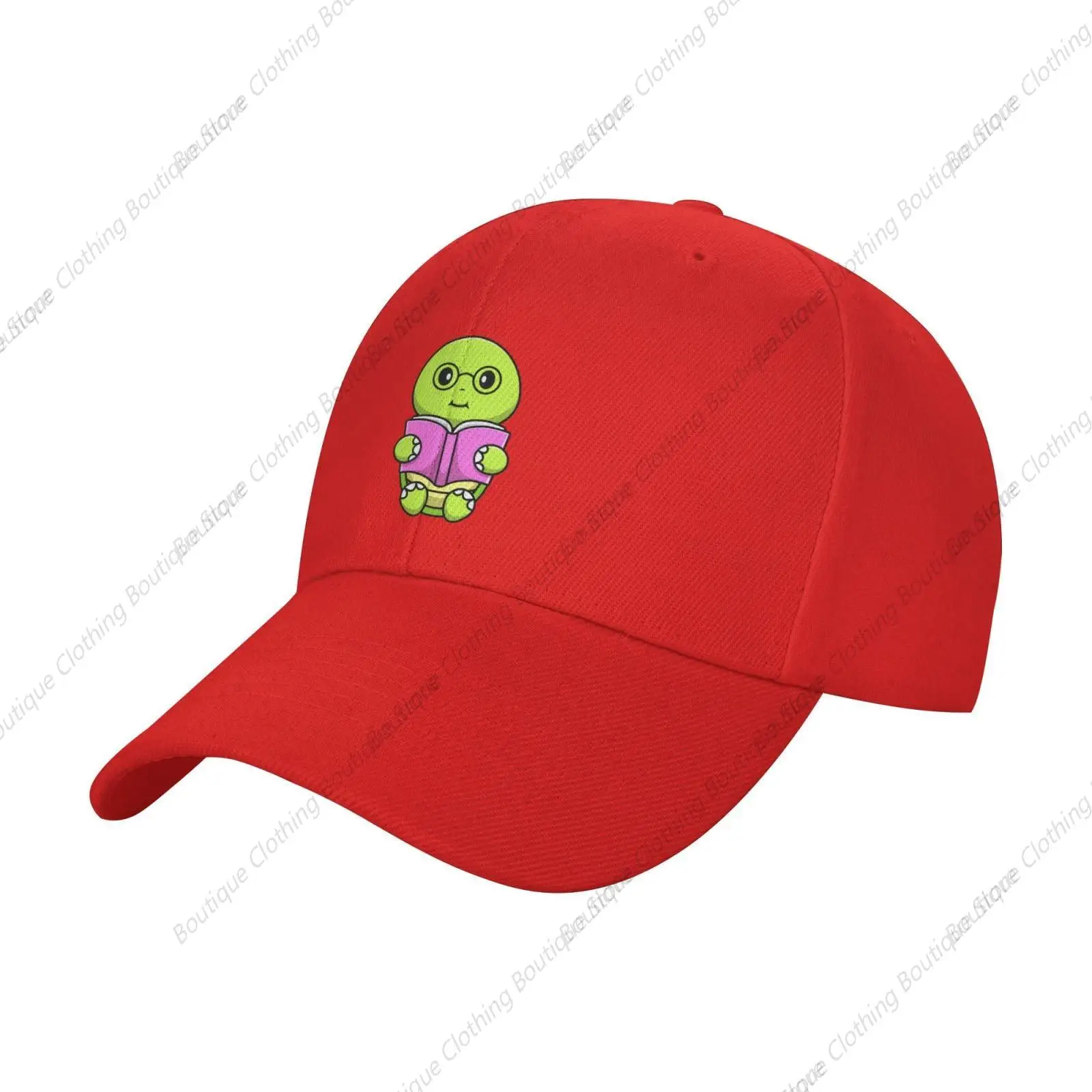 Cute Turtle Reading a Book Baseball Cap Women Men Hats Adjustable Trucker Sun Hat Dad Golf Caps Red