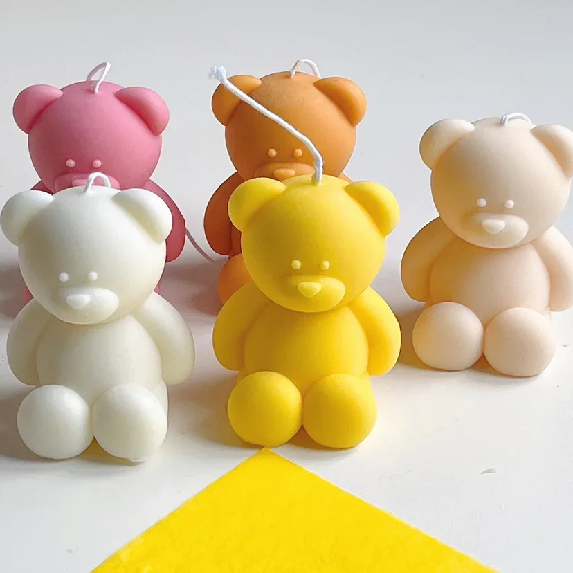 Bear Candle Silicone Mould Sitting Bear Baking Plaster Mold DIY Aromatherapy Gypsum Ornaments By Hand Mold Baking Plaster aromatherapy candle mold silicone mold silicone candle molds silicone candle mold candle mold