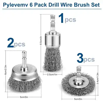 Professional Carbon Steel Wire Wheel Brush Bits - Rust Cleaning Attachment with 1/4" Hex Shank, Cup Brush 2