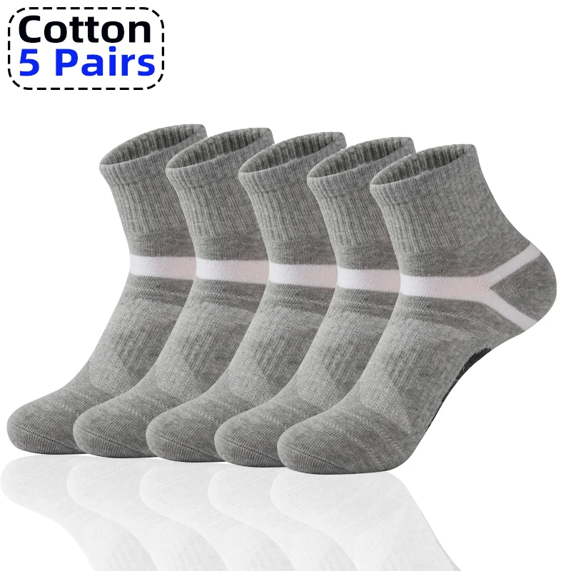 

High Quality 5 Pairs /Lot Men's Cotton Socks Black Sports Socks Casual Run Autumn Winter Socks Breathable Male Sokken Large Size