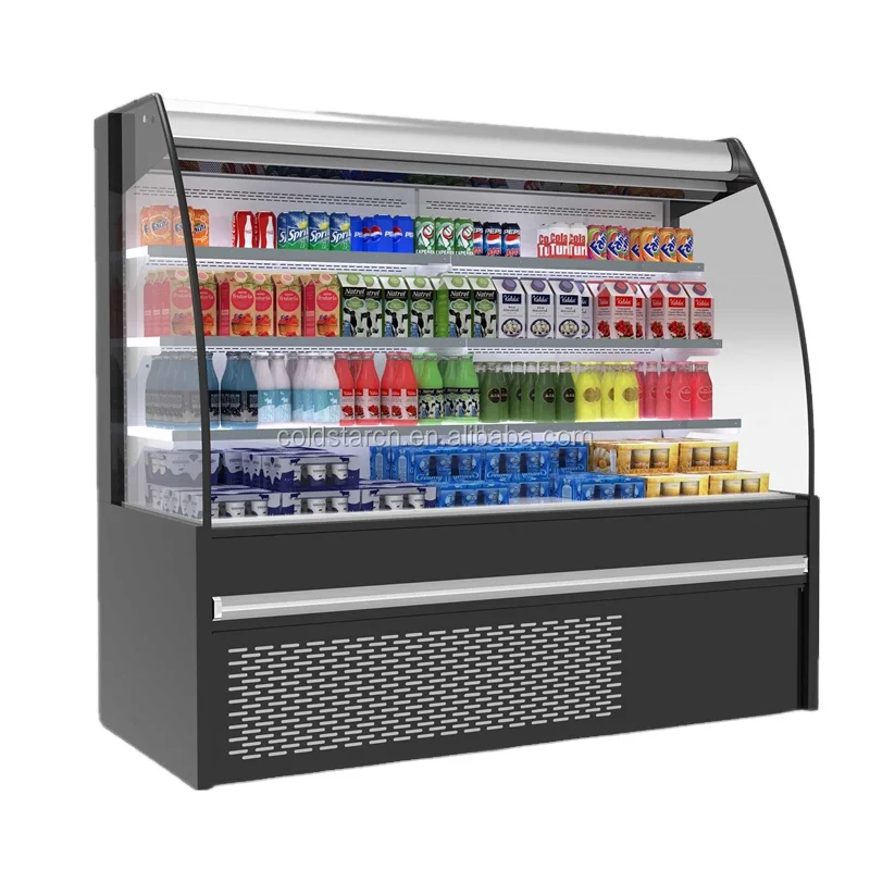 Vertical Refrigerated Display Cabinet Commercial Supermarket Open Vegetable Fruit Cooler