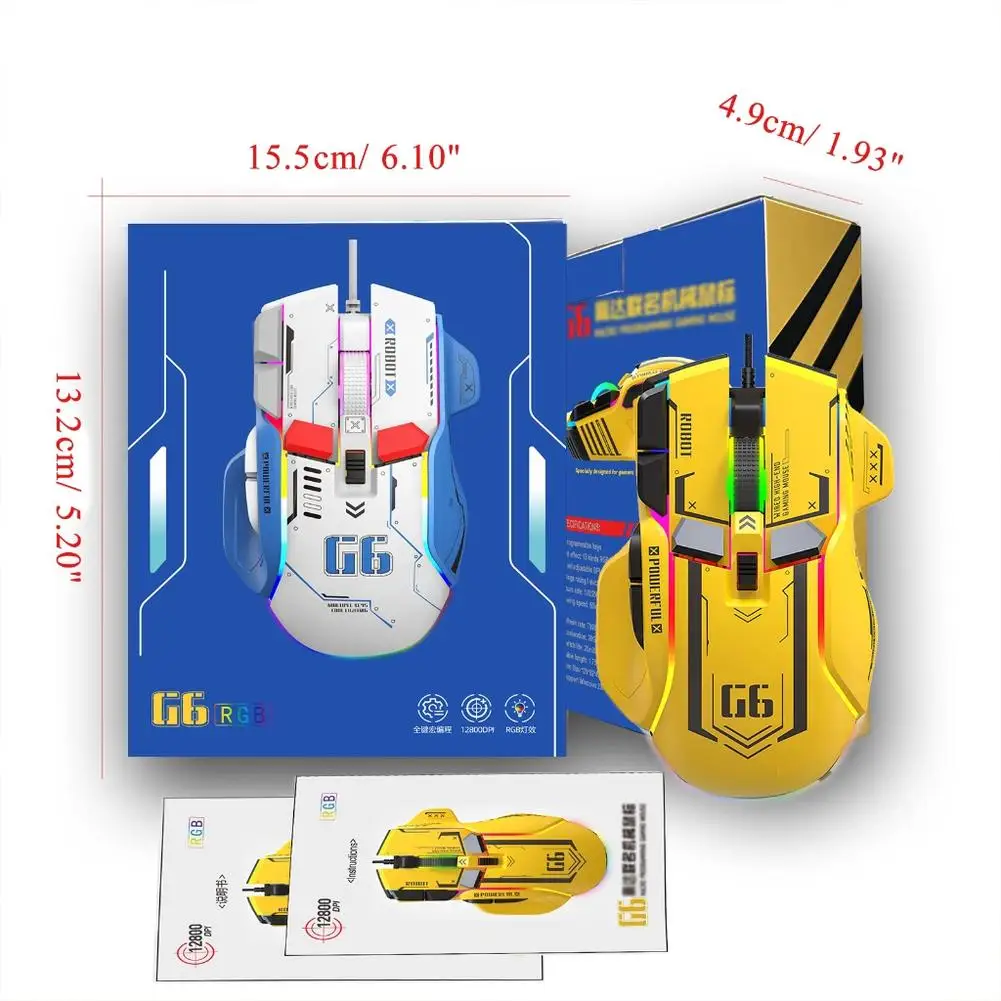 G6 draht gesteuerte RGB-Gaming-Maus Programmier bare Maus 12800 dpi Programmier bare Spiel mäuse für Computer-PC-Laptop-Zubehör