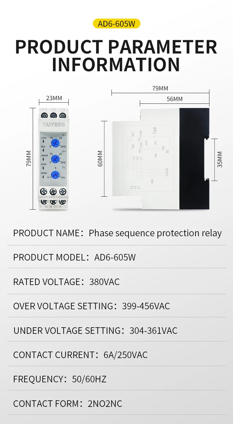 falha de fase, 380V, 200-500VAC