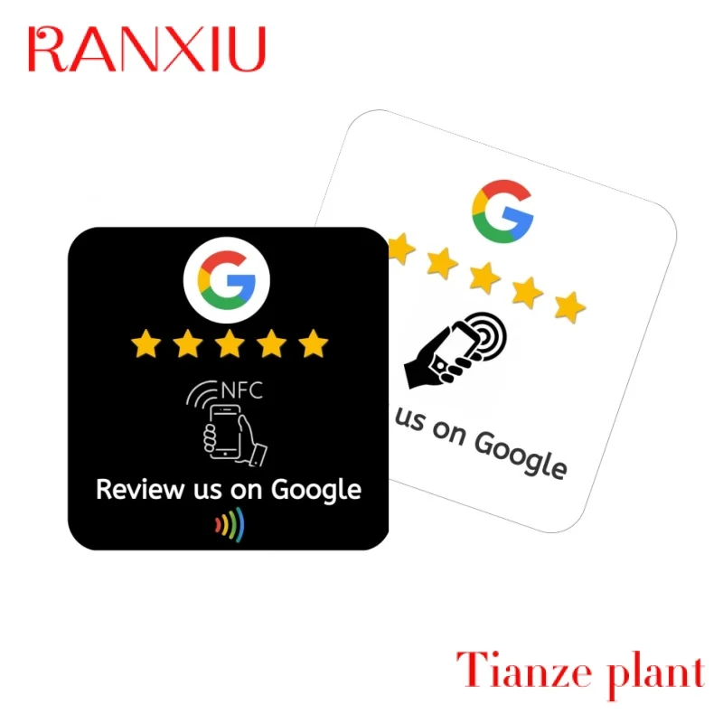 Custom Google Review Card NFC NTAG213 215 216 Epoxy/PVC Sticker Window Label/Table Tag for Yelp Tripadvisor restaurant/hotel/tak