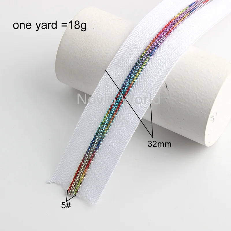 30-100 Yards 32mm Rainbow Nylon Teeth Zipper Colorful Long Zippers Coil Bag Luggage Decor Repair Zip DIY Bag Sewing Accessories