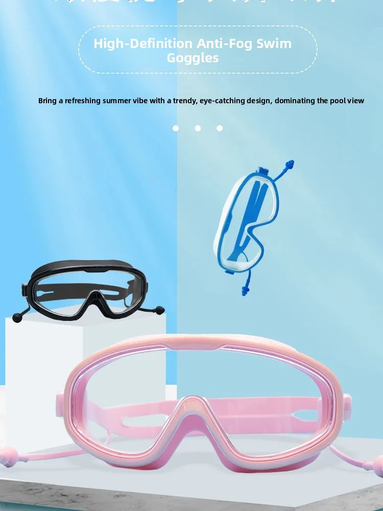 Durable Swimming Goggles Large Frame Wide View Anti-glare Lens_voghion.com