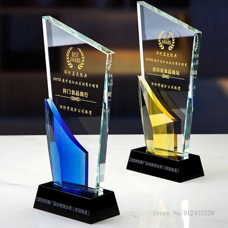 Customized Crystal Trophy, Color Printing, Sports Movie Award, Excellent Event Souvenir Commemorative Gift, Home Decoration, 1Pc