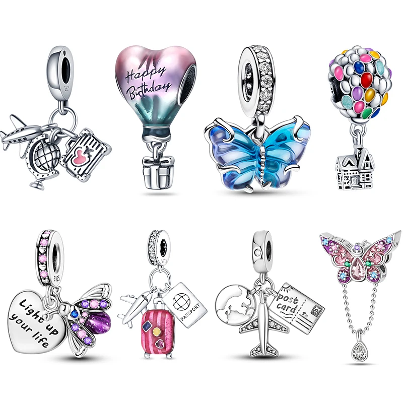 

For Pandora Bracelets 925 Sterling Silver Charms Beads luminous Fireflies Butterfly Pendant Original Bracelets DIY Jewelry Gifts