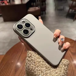Sleek Natural Titanium Phone Case with Camera Lens Protection and Durable Hard PC Back - iPhone 12 (Natural Titanium)