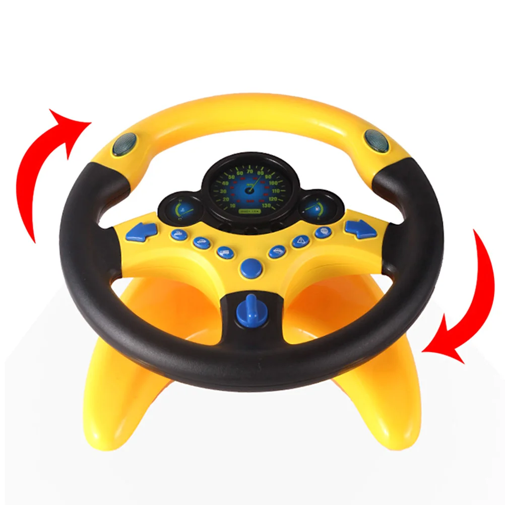 어린이를위한 1pc 시뮬레이션 스티어링 휠 노란색 필요 없음 공동 놀이 교육용 자동차 액세서리 전자 애완 동물 선물