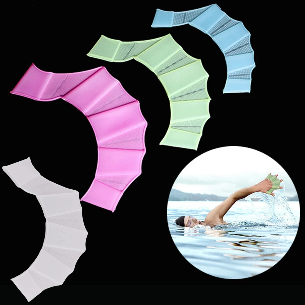 Swim Hand Paddles Swimming Finger Webbed Gloves 2 Pcs