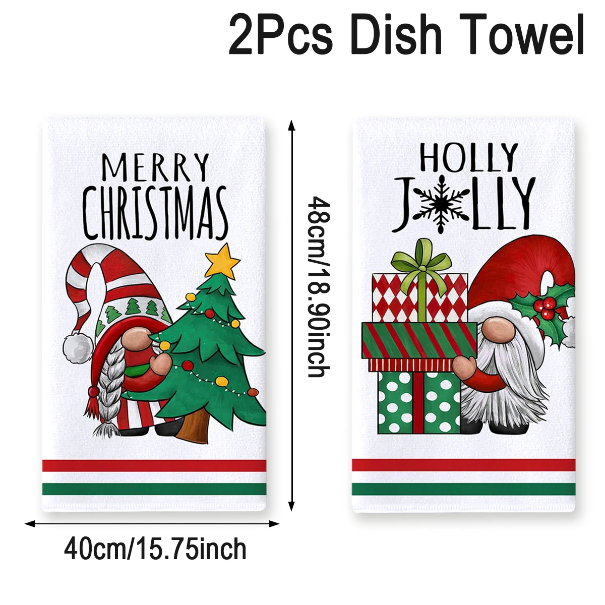 thumbnail image 1 of Paño de cocina con copos de nieve y árbol de Navidad, decoración navideña para el hogar 2024, adorno navideño de Papá Noel con cuadros de búfalo, Año Nuevo 2025, 1 of 5
