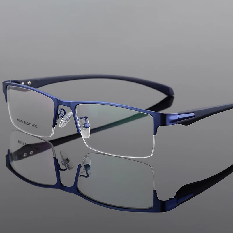 New Unisex Business Myopia Glasses for Men Metal Half Frame Minus Eyeglasses Anti Blue Light Nearsighted Eyewear Diopter To -6.0 5