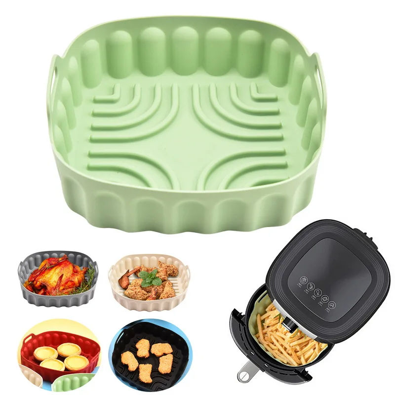 Small Size Air Fryer Silicone Basket Mat Oven Baking Tray Reusable Easy  Cleaning