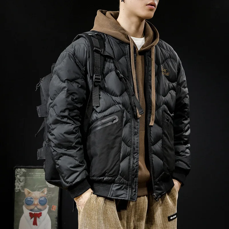 

2023 Winter Short Down Jacket Men's Fashion White Duck Down Thick Autumn And Winter Baseball Jacket Men's Casual Flight Jacket