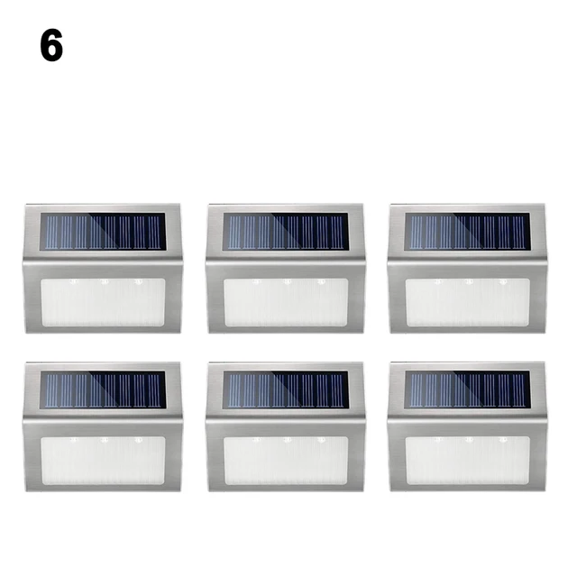 Outdoor LED Lights Solar Powered 3LED Waterproof Garden Wall Lamp For Fence Deck Stair Lights Decoration 6PACK