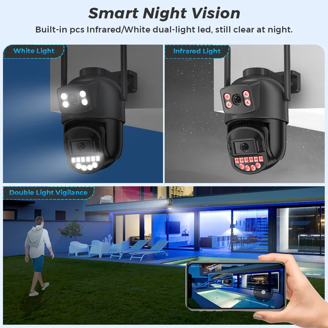 10MP 5K Dual Lens PTZ IP Camera with Dual Screen 8MP Ai Human Detection Auto Tracking Wireless Outdoor Surveillance Camera O-KAM 5