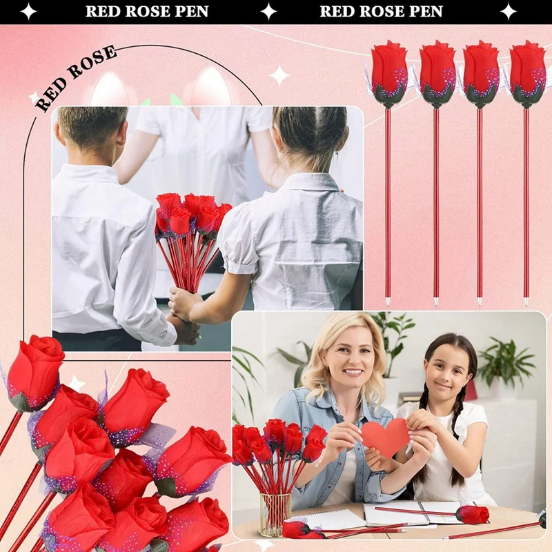 발렌타인 데이 장미 볼펜, 꽃 쓰기 볼펜, 대량 발렌타인 데이 결혼식에 적합, 120 개