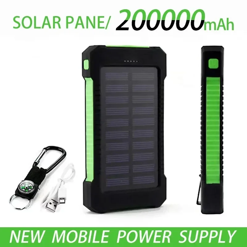 

New 200000mAh Top Solar Power BankWaterproof Emergency Charger External Battery Powerbank For MIiPhone Samsung LED SOS Light