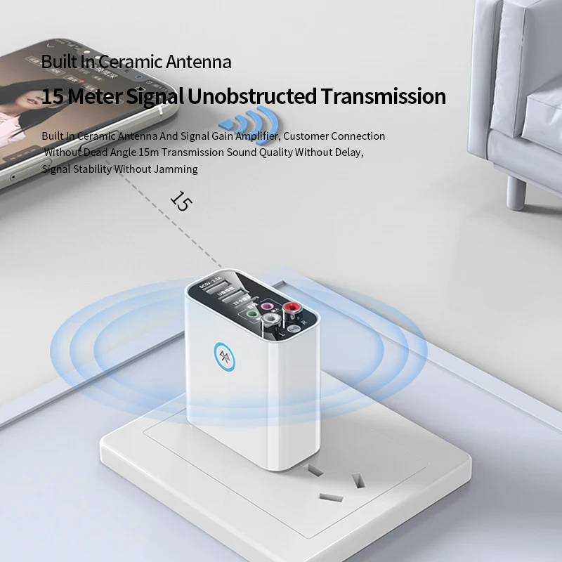 Bluetooth 5.0 Sound Receiver Wireless Microphone U Disk Play Input Sound Receiver 100‑220V US And EU Plug Adapter For Speaker
