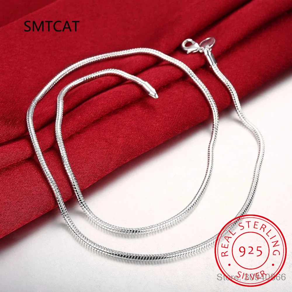 925 Silver 2mm Round Snake Chain Necklace 40cm 45cm 50cm 55cm 60cm 65cm 70cm 75cm Women Men silver necklace