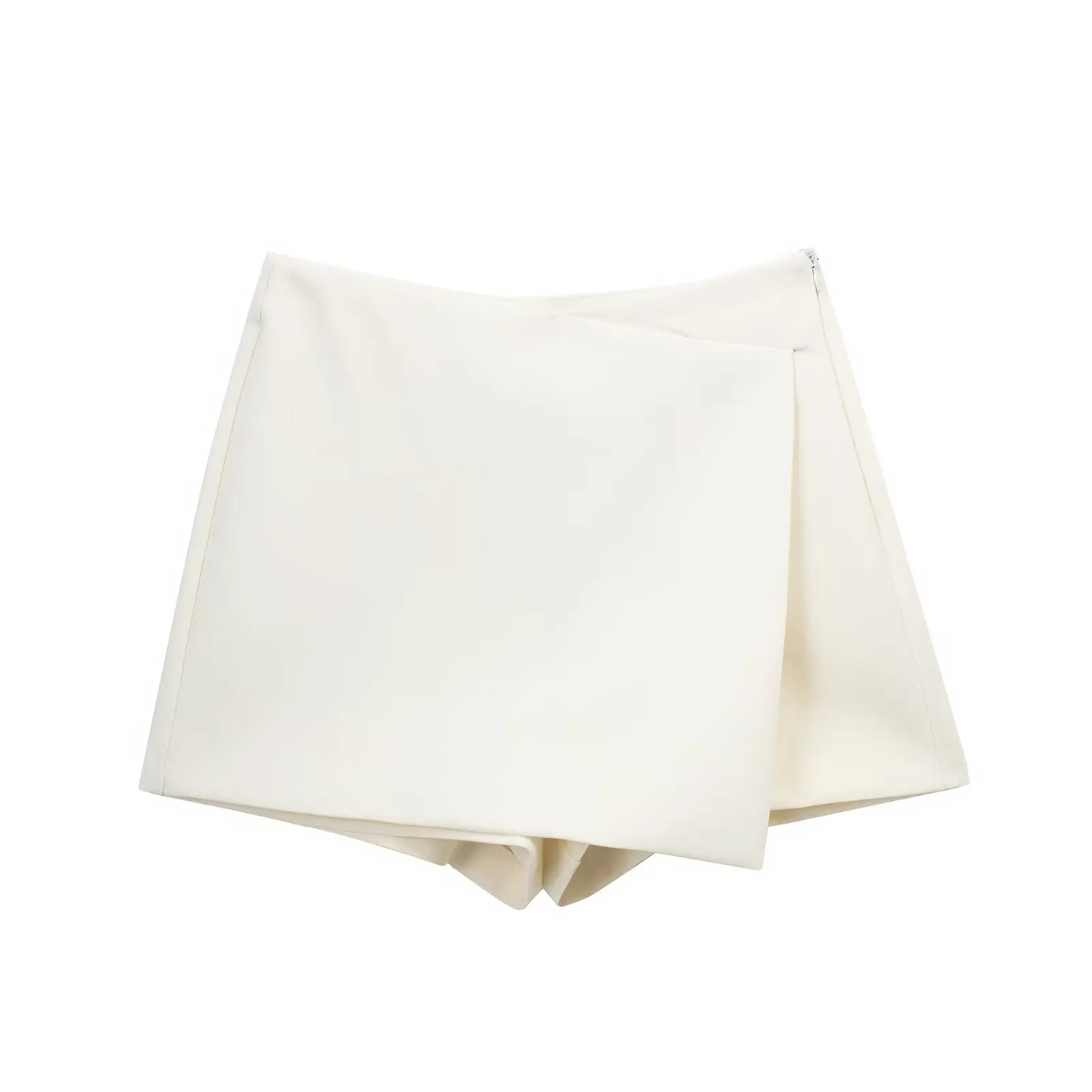 thumbnail image 1 of HH TRAF Pantalones cortos asimétricos con cremallera lateral para mujer, elegantes, adelgazantes, de 6 colores, a la moda, para la calle, 1 of 4