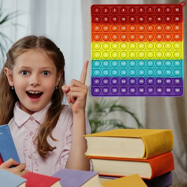 1-100 Numbers Learning Math Counting Games Pop Toys, Silicone Popping Mat Push Bubble Educational Toys for Preschool Children 3