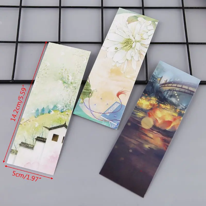 30pcs for Creative Chinese Style Paper Bookmarks Painting Cards Retro Beautiful D5QC