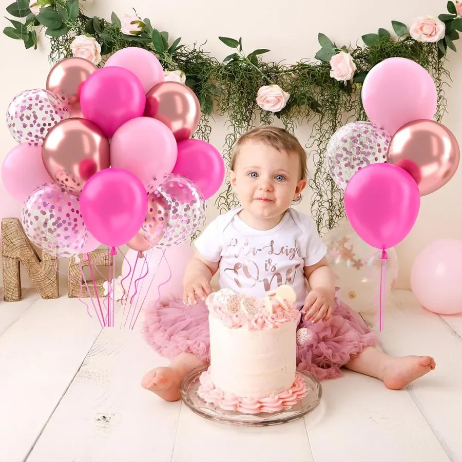 Hot Pink Metallic Balloons Set 50 Pieces