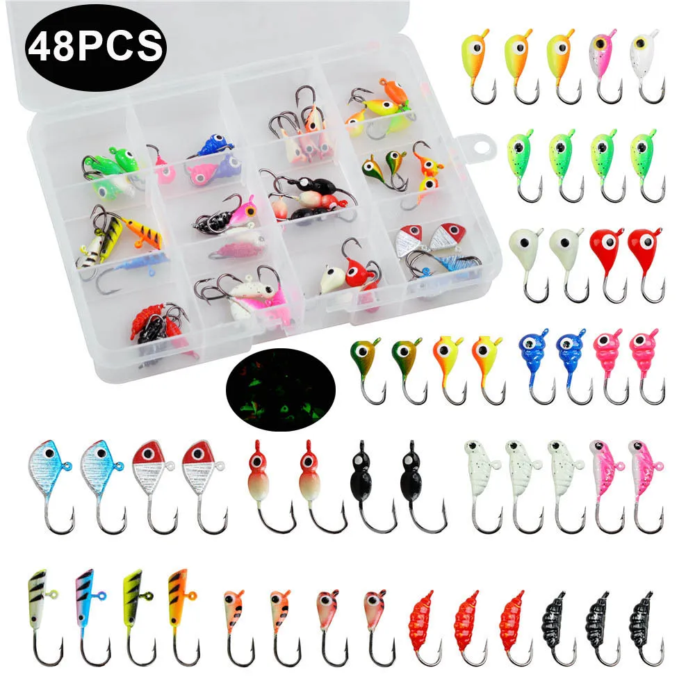  Skipaelf 30Pcs Ice Fishing Lures Kit Glowing Paint Ice Fishing  Jigs,Hard Winter Fishing Ice Jigs Heads Crappie Jigs with Tackle Box Ice  Fishing Gear : Sports & Outdoors