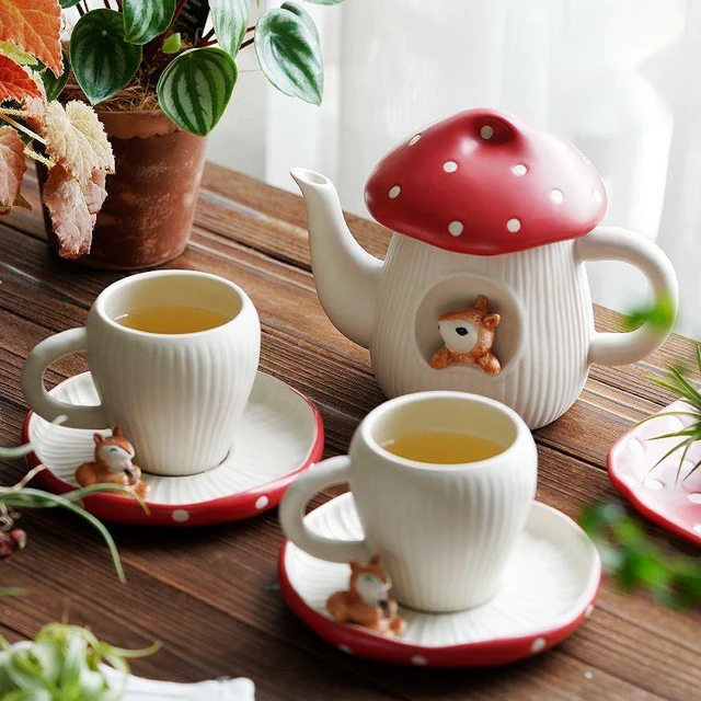 Cute Mushroom Ceramic Mug Lovely Red Mushroom Tableware High