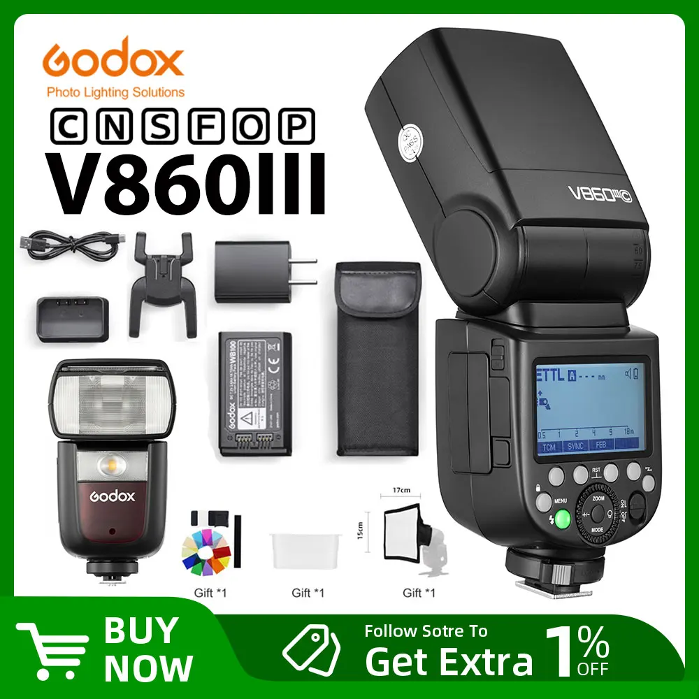 Godox V860III TTL HSS 2.4G Speedlite Camera Flash for Canon Sony Nikon Fuji Olympus Pentax