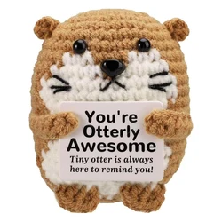 Hand - Knitted Sea Otter Doll with Inspirational Greeting Card - A Thoughtful Gift (Otter)