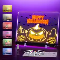 LED Note Board Night Light With Colorful 7 Pens DIY Acrylic Message Board Creative Fluorescen Painting Drawing Board - Image 3