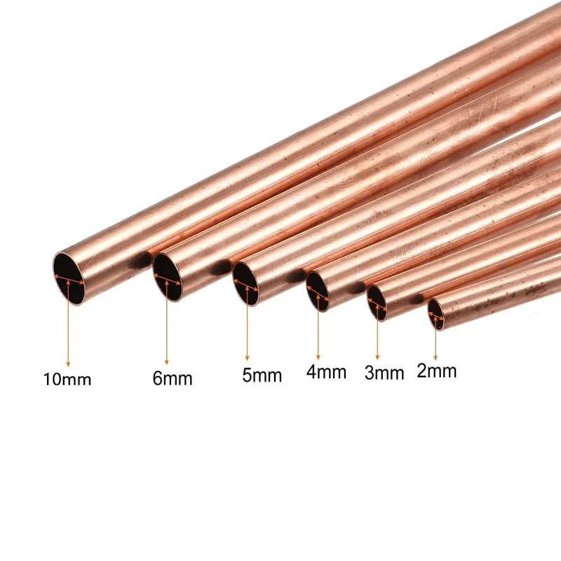 Length 100mm~500mm Coppers Tubes OD 2~18mm ID 1~16mm Coppers Round Metal Pipe Tubing 1pcs copper tube