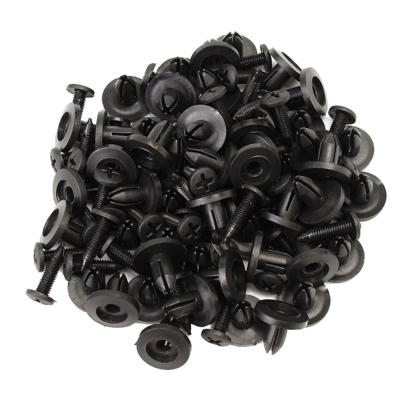 Car Plastic Rivets 6mm Hole Dia Fastener Fender Bumper Push Pin Clip AP 100Pcs
