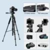Phone Travel Self Tripod  Aluminum Tall 55” 140CM Stand With Quick Plates Mount Pan Head For Canon Nikon DSLR SLR Digital Camera 3