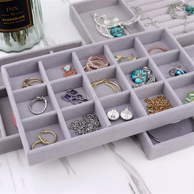 Fashion Velet Jewelry Display Organizer Box Tray Holder Ring Earring  Bracelet Jewelry Storage Case Casket Gift Box