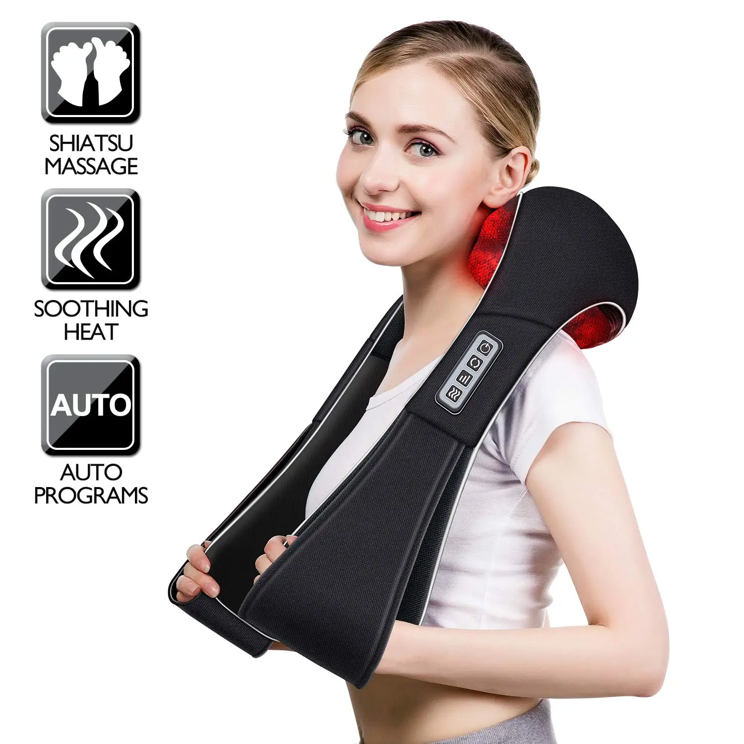 VIKTOR JURGEN Back Massager, Neck Massager with Heat, Massage Pillow Gifts  for Men & Women, Electric Shiatsu Back Massager, Deep Kneading Shoulder  Massager for Full Body Muscle,Massage at Home, Car Deep Gray