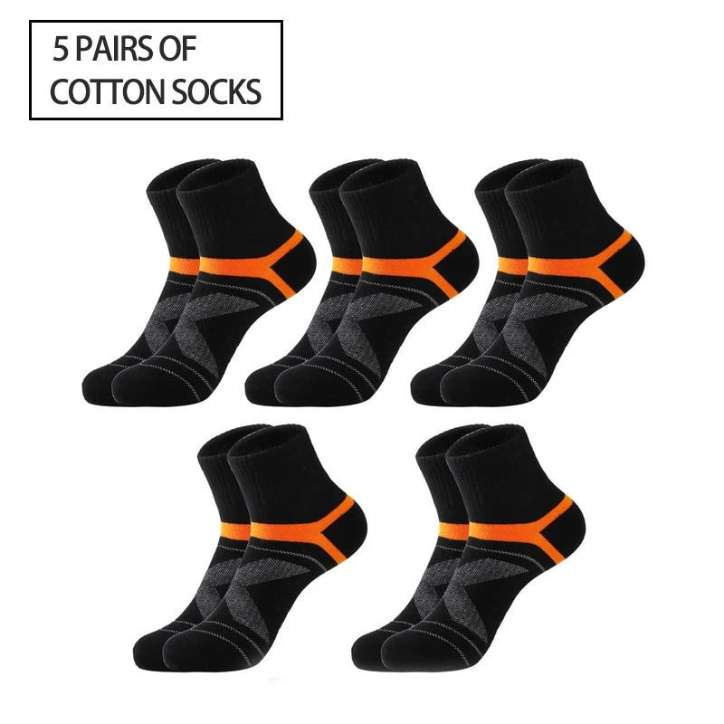 5 Pairs Of Black Men Cotton Socks High Quality Casual Outdoor Sports