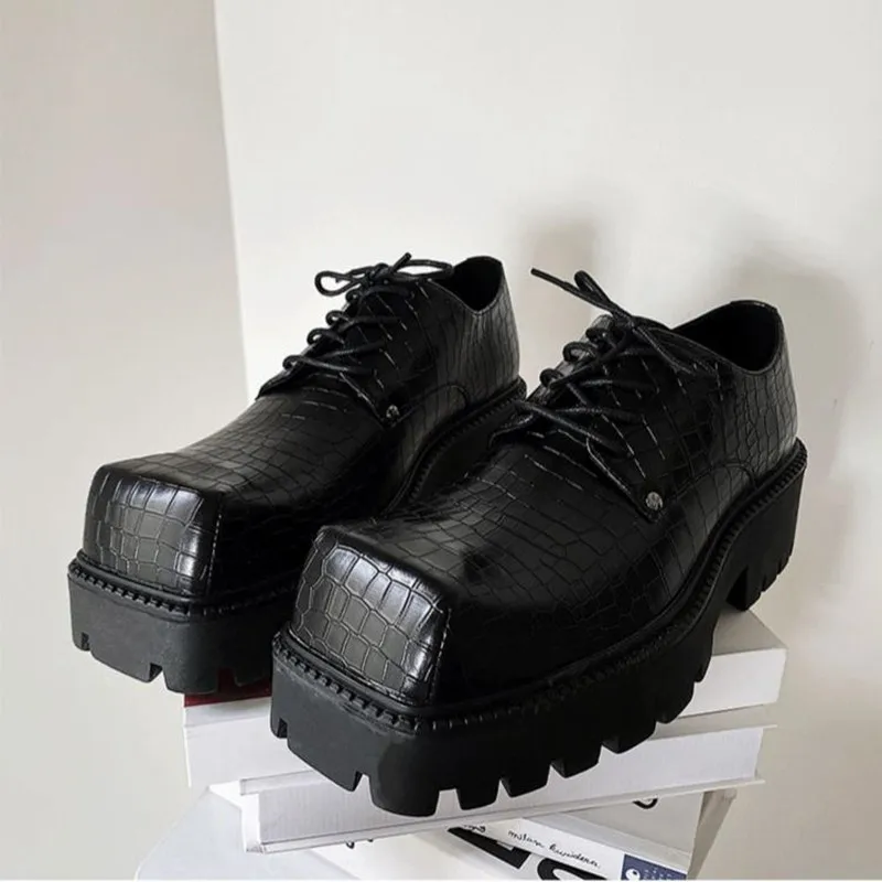 Men's Leather Crocodile pattern Casual Oxford Shoes Man Streetwear