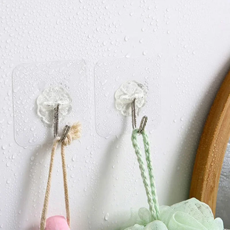 Description Picture 6 of item5/10/20PCS Self Adhesive Hooks Heavy Duty Transparent Wall Hooks Multi-Purpose Key Towel Wall Hook for Bathroom Kitchen Home
